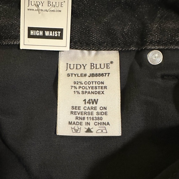 Judy Blue High Waist Straight Fit Jeans Black Wash 14W NEW - Picture 6 of 9